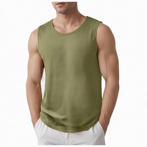 UAYOTSE Mens Casual Tank Tops Knit Sleeveless Shirt Breathable Tank Shirts Summer Muscle Tee,Sizes L
