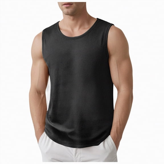 UAYOTSE Mens Casual Tank Tops Knit Sleeveless Shirt Breathable Tank Shirts Summer Muscle Tee,Sizes S