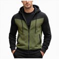 thumbnail image 1 of UAYOTSE Mens Color Block Fleece Full Zip Hooded Jacket Drawstring Long Sleeve Hoodie for Street Wear and Daily Training, 1 of 9