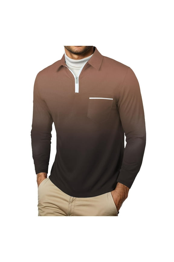 Mens Knit Polo Sweater Long Sleeve Polos Lightweight Casual Dress Pullover Sweaters,XXL Brown