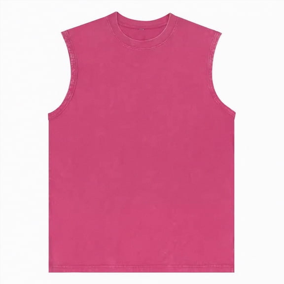 UAYOTSE Mens Round Neck Washing To Make Old Vest Loose Vest Large Size Fashionable Casual Sports Top,Sizes L