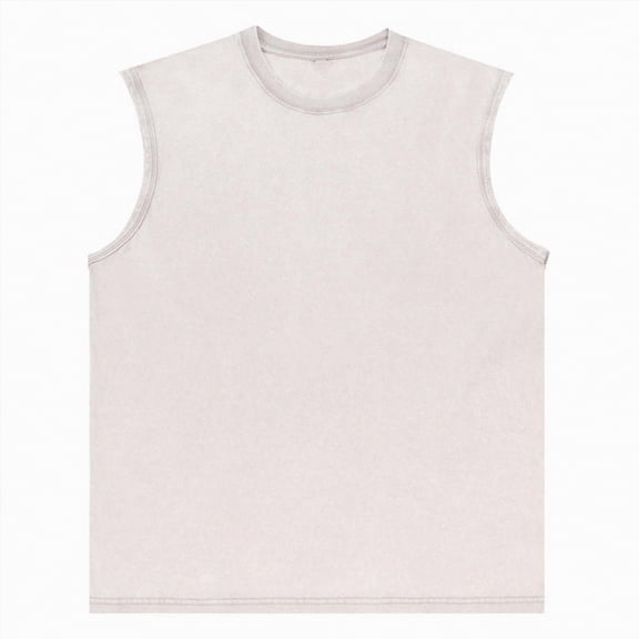 UAYOTSE Mens Round Neck Washing To Make Old Vest Loose Vest Large Size Fashionable Casual Sports Top,Sizes S