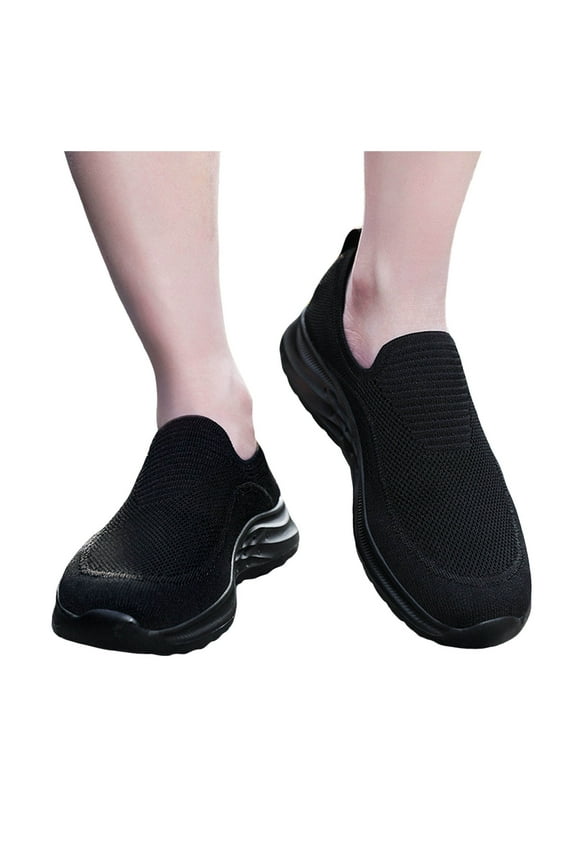 Mens Slip on Loafers Walking Tennis Shoes Laceless Running Blade Sneakers Mesh Trail Jogging Casual Athletic,Black 42