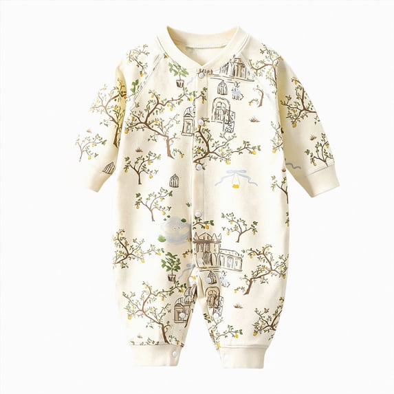 UAYOTSE Newborn Baby Fall Winter Clothes Unisex Cute Print Jumpsuit Pajamas Infant Boys Girls Romper 0 3 6 9 12 18 24 Months,Sizes 6-12 Months