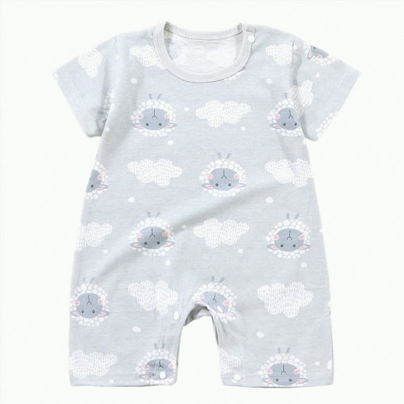UAYOTSE Newborn Short Sleeve Romper Solid Jumpsuit Cotton Infant Clothes Baby Girl Boy One-Piece Outfit,Sizes 12-18 Months