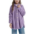 thumbnail image 1 of UAYOTSE Oversized Fleece Jacket for Teen Girls Fuzzy Bed Hoodies Button Down Cute Warm Soft Polar Hooded Outerwear,Sizes 3-4 Years, 1 of 4