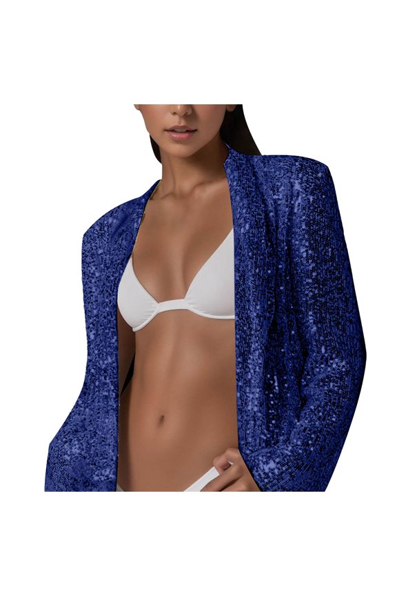 Sequin Fringe Jacket Disco Theme Country Dolly Theme Bridal Trends 2025,Navy XL