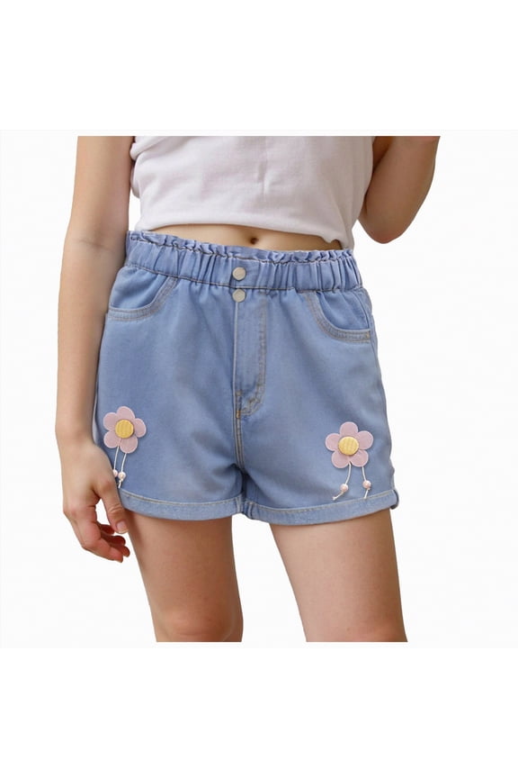 Shorts for Girls Summer Elastic Casual High Waisted Loose Shorts,Sizes 4-5 Years