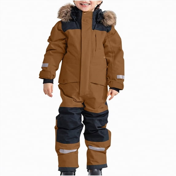 UAYOTSE Snowsuit Children's Unisex Ski Suit Thickened Warm Ski Overall Winter Warm Ski Suits with Hood Snow Overall Windproof,Sizes 18-24 Months