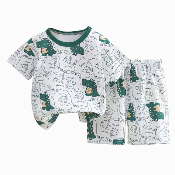 UAYOTSE Spring Summer Toddler Baby Pajamas Unisex Short Sleeve T-Shirt & Shorts Set Soft Breathable Jammies Loungewear for Boys Girls,Sizes 5-6 Years