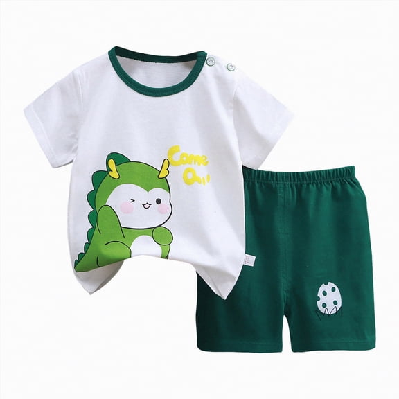 UAYOTSE Spring Summer Toddler Kids Sleepwear Unisex Short Sleeve 2-Piece Pajamas Set Soft Cute Loungewear Daily Outfit for Boys Girls,Sizes 3-4 Years