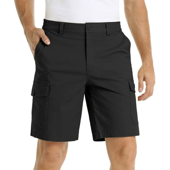 UAYOTSE Summer Casual Cargo Shorts Mens 2025 Lightweight Multi Pocket Workout Athletic Shorts Beach Shorts,Black XXL