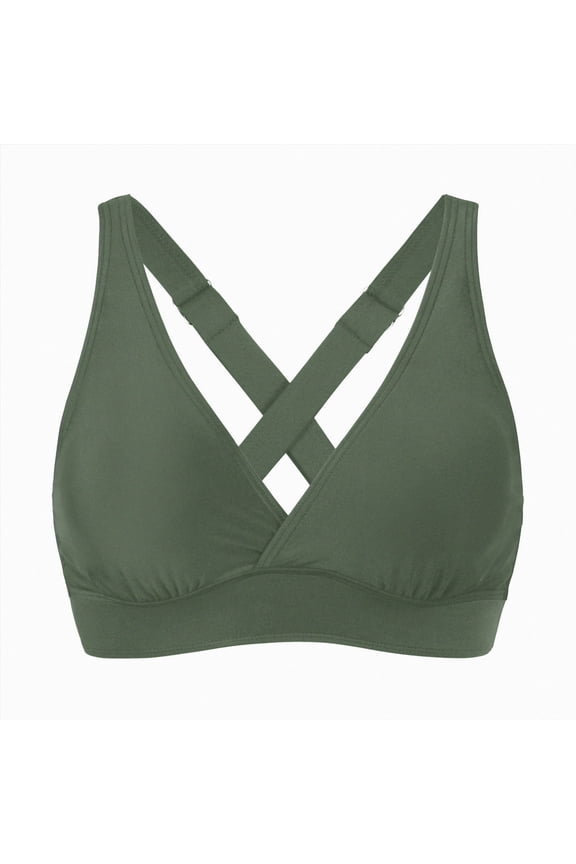Summer Large Bust Bikini Top Only, Twist Front Design with Wide Straps, Comfy Padded Bathing Suit for Daily Summer Swimming Wear,Sizes XXL