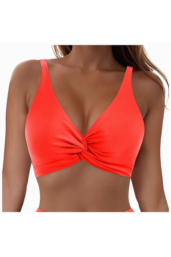 Summer Minimalist Halter Bikini Top, Solid Color Tie Closure Swim Top, Gentle Soft Fabric for Long Lasting All Day Comfort,Sizes L