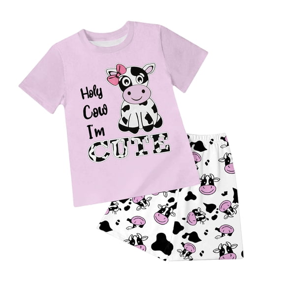 UAYOTSE Summer Toddler Girl Clothes Girl Clothes Size 6 Toddler Kid Girl Summer Clothes Short Sleeves T-Shirt Tops Shorts Cute Outfits Set,Sizes 5-6 Years