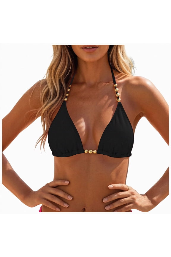 Summer Underwire Bikini Top for Women, Supportive Push Up Swim Bra, Classic Triangle Bathing Suit Top for Pool Party and Beach Days,Sizes L