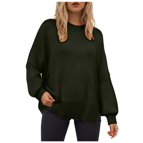 UAYOTSE Sweaters for Women Oversized Crewneck Long Sleeve Chunky Knit Pullover Sweaters Tops Trendy Fall Outfits(A183-AG,M)