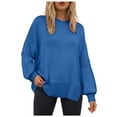 thumbnail image 1 of UAYOTSE Sweaters for Women Oversized Crewneck Long Sleeve Chunky Knit Pullover Sweaters Tops Trendy Fall Outfits(A185-Blue,M), 1 of 5