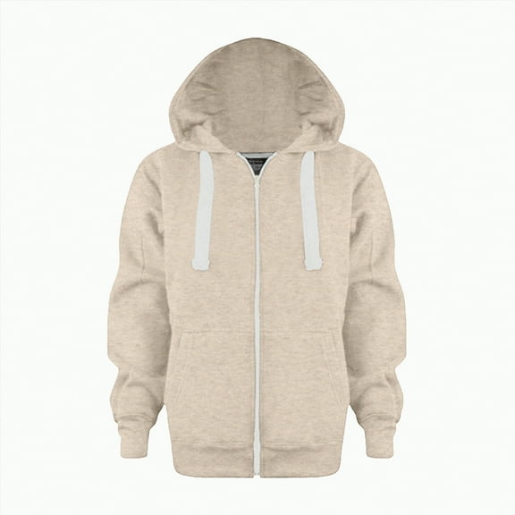 UAYOTSE Sweatshirt Color Solid Zip Jackets Long Hoodie Top Boys Sleeve Up Girls Kids Boys Coat Jacket(Beige##1,13-14 Years)