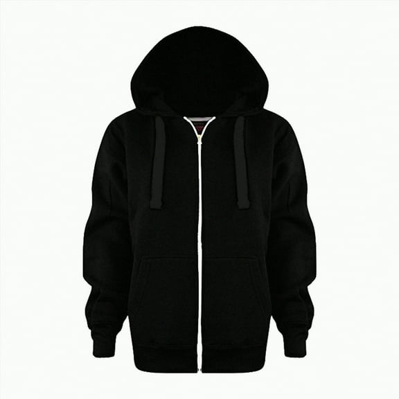 UAYOTSE Sweatshirt Color Solid Zip Jackets Long Hoodie Top Boys Sleeve Up Girls Kids Boys Coat Jacket(Black##1,6-7 Years)