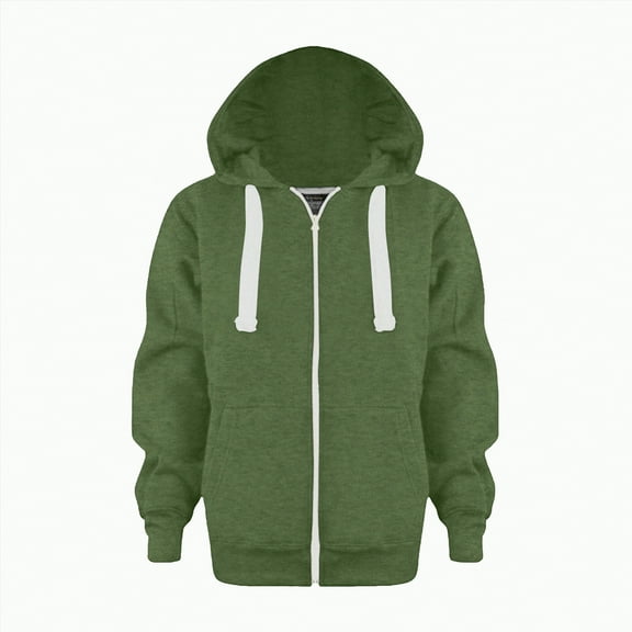 UAYOTSE Sweatshirt Color Solid Zip Jackets Long Hoodie Top Boys Sleeve Up Girls Kids Boys Coat Jacket(Green#2,7-8 Years)