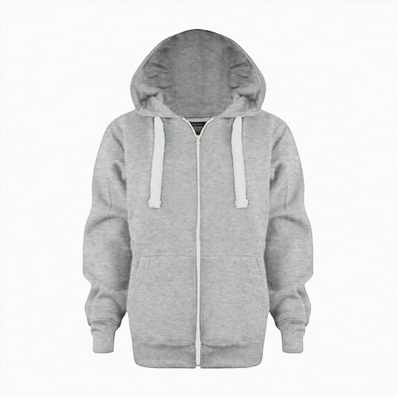 UAYOTSE Sweatshirt Color Solid Zip Jackets Long Hoodie Top Boys Sleeve Up Girls Kids Boys Coat Jacket(Light Gray&4,13-14 Years)