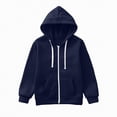 thumbnail image 1 of UAYOTSE Sweatshirt Color Solid Zip Jackets Long Hoodie Top Boys Sleeve Up Girls Kids Boys Coat&jacket(Dark Blue##c,6-7 Years), 1 of 5