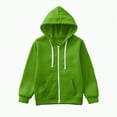 thumbnail image 1 of UAYOTSE Sweatshirt Color Solid Zip Jackets Long Hoodie Top Boys Sleeve Up Girls Kids Boys Coat&jacket(Green&2,10-11 Years), 1 of 5