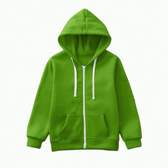 UAYOTSE Sweatshirt Color Solid Zip Jackets Long Hoodie Top Boys Sleeve Up Girls Kids Boys Coat&jacket(Green&2,10-11 Years)