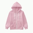 thumbnail image 1 of UAYOTSE Sweatshirt Color Solid Zip Jackets Long Hoodie Top Boys Sleeve Up Girls Kids Boys Coat&jacket(Pink#3,10-11 Years), 1 of 5