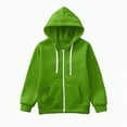 thumbnail image 1 of UAYOTSE Sweatshirt Color Solid Zip Jackets Long Hoodie Top Boys Sleeve Up Girls Kids Boys Coat&jacket(Style2-Green,3-4 Years), 1 of 5