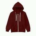 thumbnail image 1 of UAYOTSE Sweatshirt Color Solid Zip Jackets Long Hoodie Top Boys Sleeve Up Girls Kids Boys Coat&jacket(Style4-Wine,3-4 Years), 1 of 5