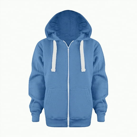 UAYOTSE Sweatshirt Color Solid Zip Jackets Long Hoodie Top Sleeve Up Girls Kids Boys Coat&jacket(Blue&1,5-6 Years)