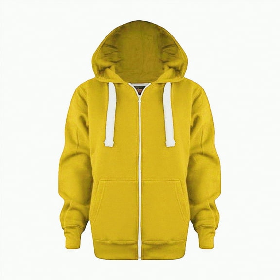 UAYOTSE Sweatshirt Color Solid Zip Jackets Long Hoodie Top Sleeve Up Girls Kids Boys Coat&jacket(Yellow##j,5-6 Years)