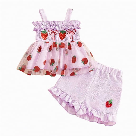 UAYOTSE Toddler Baby 6M 1T 2T 3T Girl Outfits Floral Summer Clothes Infant Spring Ruffle Sleeve Shirt Tops Cute Shorts Set,Sizes 12-18 Months