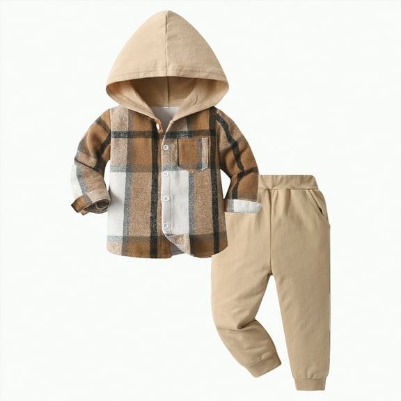 UAYOTSE Toddler Baby Boy 2Pcs Outfits Pullover Tops Drawstring Pants Set Fall Winter Clothes(2-3 Years,B95-Khaki)