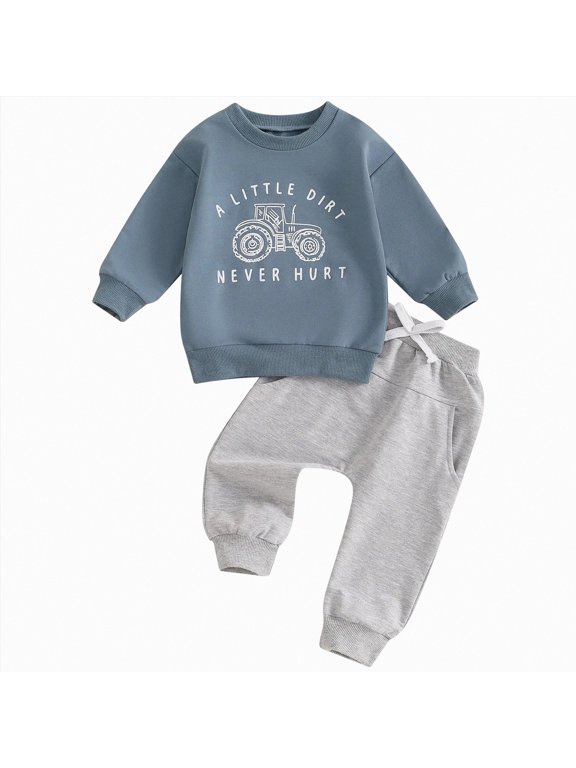 Toddler Baby Boy Clothes Funny Letter Long Sleeve Sweatshirt Pullover Top Jogger Pants Fall Winter Outfits,Sizes 2-3 Years