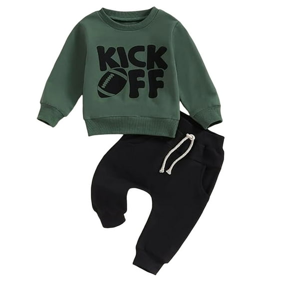 UAYOTSE Toddler Baby Boy Clothes Long Sleeve Tops Pants Sweatsuit Outfits,Green 12-18 Months