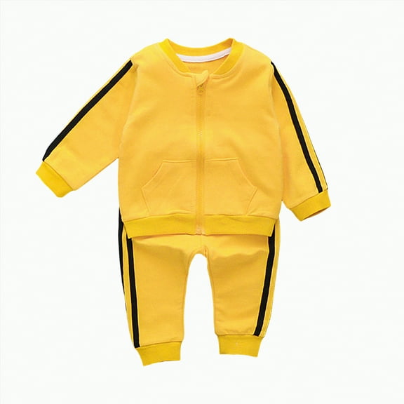UAYOTSE Toddler Baby Boy Fall Winter Outfit Long Sleeve Printed Sweatshirt Tops Elastic Pants 2PCS Fall Winter Clothes(12-18 Months,B355-Yellow)