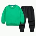 thumbnail image 1 of UAYOTSE Toddler Baby Boy Girl Clothes Winter Solid Color Long Sleeve Pullover Sweatshirt Pants 2Pcs Fall Outfits Set(12-18 Months,B296-Green), 1 of 7