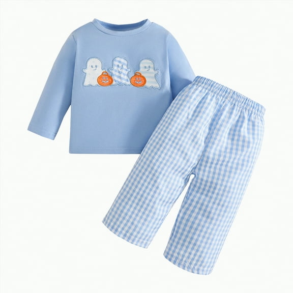 UAYOTSE Toddler Baby Boy Outfit Cart Print Crewneck Sweatshirt Tops Pants Boys Fall Clothes Set 2Pcs(Z7-Light Blue&6,12-18 Months)