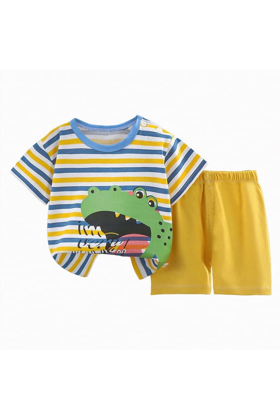 Toddler Baby Boy Spring Summer Clothes short Sleeve Color Block T-Shirt with Elastic Waist Set Summer Outfit Spring Summer Set for 0 6 12 18 24 M 1t 2t 3t 4t 5t 6t,Sizes 18-24 Months