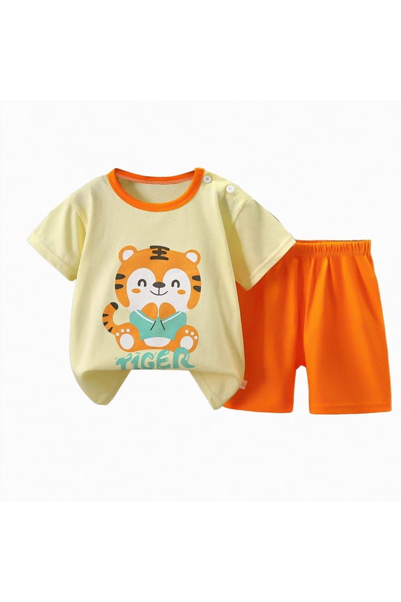 Toddler Baby Boy Spring Summer Clothes short Sleeve Color Block T-Shirt with Elastic Waist Set Summer Outfit Spring Summer Set for 0 6 12 18 24 M 1t 2t 3t 4t 5t 6t,Sizes 18-24 Months
