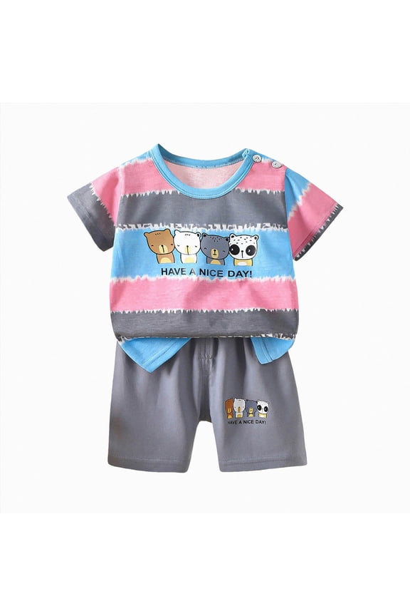 Toddler Baby Boy Summer Clothes 6 12 18 24 Months Short Sleeve Cartoon T Shirt Top Short Infant Newborn Baby Outfit,Sizes 3-4 Years
