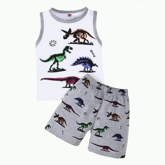 UAYOTSE Toddler Baby Boy Summer Clothes Letter Print Sleeveless Short Sleeve Shirt Tops and Shorts Set Summer Outfit 2Pcs,Sizes 12-18 Months