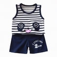 thumbnail image 1 of UAYOTSE Toddler Baby Boy Summer Clothes Letter Print Sleeveless Short Sleeve Shirt Tops and Shorts Set Summer Outfit 2Pcs,Sizes 3-6 Months, 1 of 5