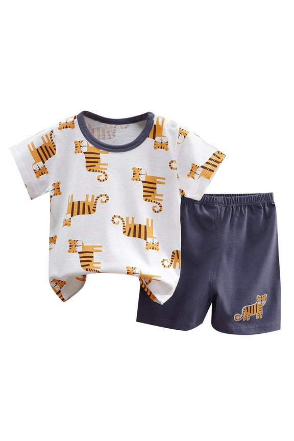 Toddler Baby Boy Summer Clothes Outfits 2Pcs T-Shirt Short Sleeve Plaid Tops + Cargo Shorts Set,12-18 Months