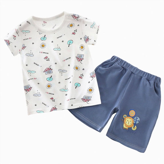 UAYOTSE Toddler Baby Boy Summer Outfit Funny Letter T-Shirts Top Shorts Set Infant Boy Summer Clothes 6 12 18 Months 2T 3T,Sizes 3-4 Years
