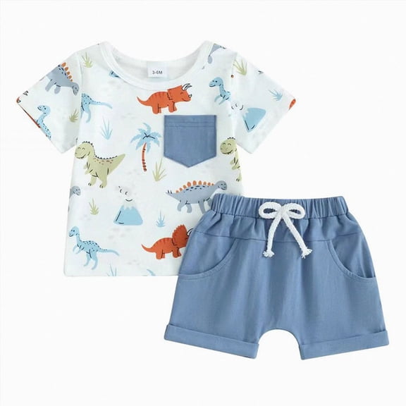 UAYOTSE Toddler Baby Boy's Summer Must Have 2 Piece Set, a Lightweight Breathable Short Sleeve T Shirt and Ultra Lightweight Shorts baby clothes (0-6 Months,White)