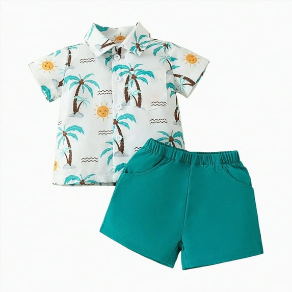 UAYOTSE Toddler Baby Boy's Summer Must Have, a Breathable Short Sleeve T Shirt and Lightweight Shorts 2 Piece Set kids 2 years old boys clothes(12-18 Months,AG)